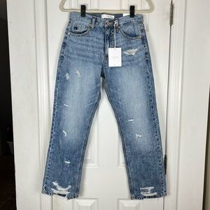NWT KanCan Straight Fit Distressed Denim Jeans High Rise